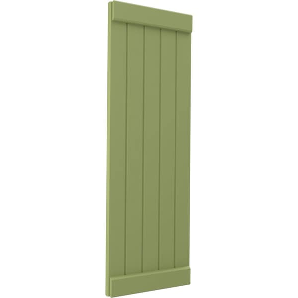Ekena Millwork Americraft 5-Board Exterior Wood Joined Board-n-Batten Shutters w/ End Batten, ARW103BB518X82MGH, PR - ARW103BB518X82MGH