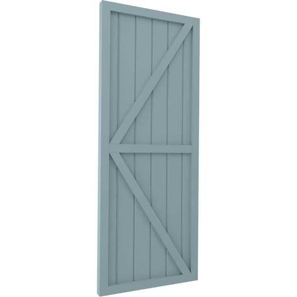 Ekena Millwork Americraft 6-Board Wood 2 Equal Panel Frmd Board-n-Batten Shutters w/Dubl Z-Bar, ARW102BF621X82SBH, PR - ARW102BF621X82SBH