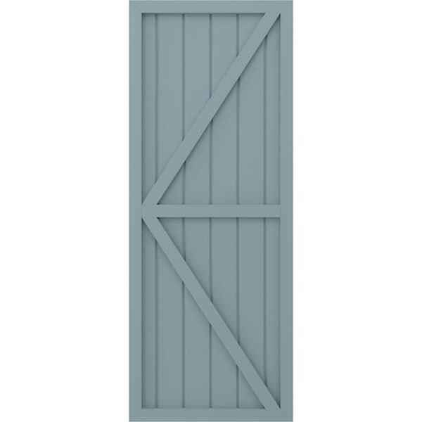 Ekena Millwork Americraft 6-Board Wood 2 Equal Panel Frmd Board-n-Batten Shutters w/Dubl Z-Bar, ARW102BF621X82SBH, PR - ARW102BF621X82SBH