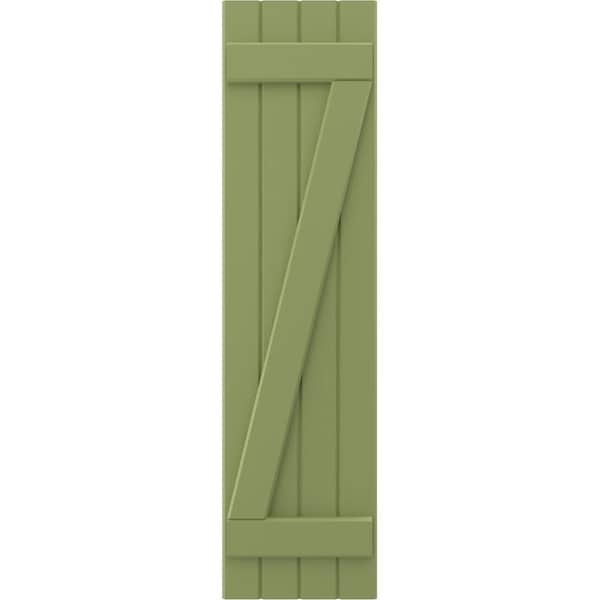 Ekena Millwork Americraft 4-Board (2 Batten) Wood Joined Board-n-Batten Shutters w/ Z-Bar, ARW102BB414X47MGH, PR - ARW102BB414X47MGH
