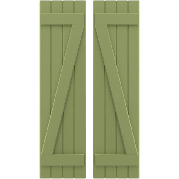 Ekena Millwork Americraft 4-Board (2 Batten) Wood Joined Board-n-Batten Shutters w/ Z-Bar, ARW102BB414X47MGH, PR - ARW102BB414X47MGH