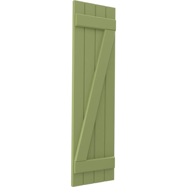 Ekena Millwork Americraft 4-Board (2 Batten) Wood Joined Board-n-Batten Shutters w/ Z-Bar, ARW102BB414X47MGH, PR - ARW102BB414X47MGH