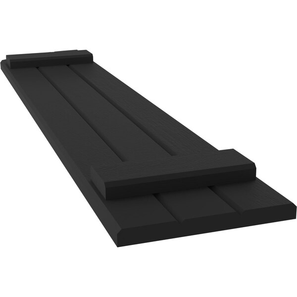 Ekena Millwork Americraft 3-Board (2 Batten) Wood Joined Board-n-Batten Shutters w/Ellipt Top, ARW101BE311X76BLH, PR - ARW101BE311X76BLH