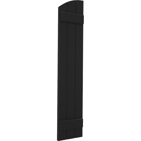 Ekena Millwork Americraft 3-Board (2 Batten) Wood Joined Board-n-Batten Shutters w/Ellipt Top, ARW101BE311X76BLH, PR - ARW101BE311X76BLH