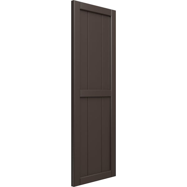 Ekena Millwork True Fit PVC, Two Board Framed Board-n-Batten Shutters, Raisin Brown, 10 3/4W x 51H, PR - TFP101BF11X051TB
