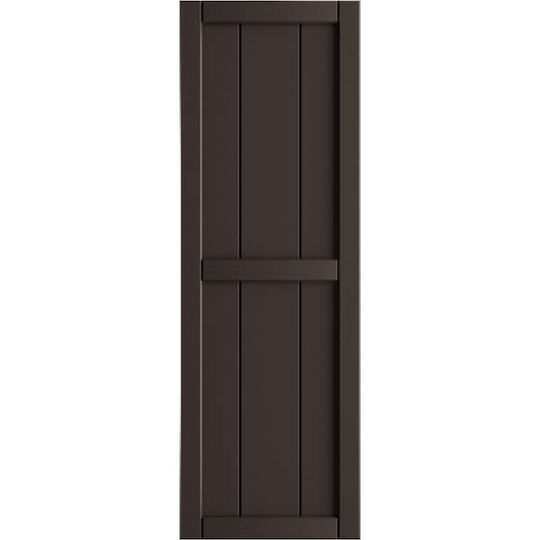 Ekena Millwork True Fit PVC, Two Board Framed Board-n-Batten Shutters, Raisin Brown, 10 3/4W x 51H, PR - TFP101BF11X051TB