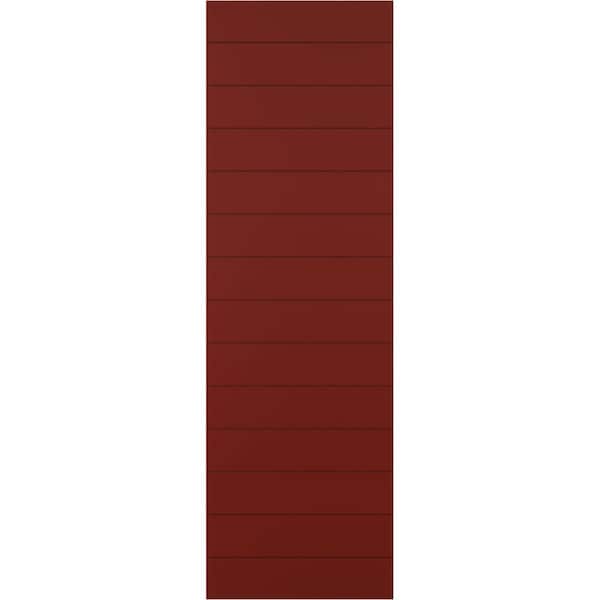 Ekena Millwork True Fit PVC Horizontal Slat Modern Style Fixed Mount Shutters, Pepper Red, 15W x 54H, PR - TFP001HZ15X054MR