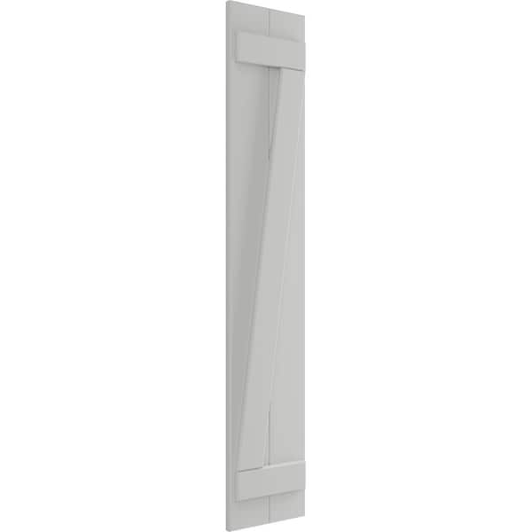 Ekena Millwork True Fit PVC Two Board Joined Board-n-Batten Shutters w/Z-Bar, Hailstorm Gray , 10 3/4W x 56H, PR - TFP102BBF11X056ST