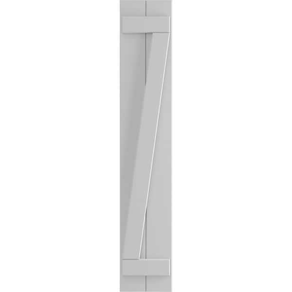 Ekena Millwork True Fit PVC Two Board Joined Board-n-Batten Shutters w/Z-Bar, Hailstorm Gray , 10 3/4W x 56H, PR - TFP102BBF11X056ST