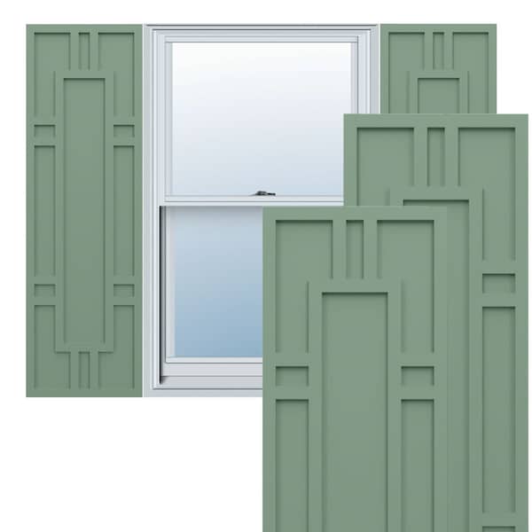 Ekena Millwork True Fit PVC Hastings Fixed Mount Shutters, Track Green, 15W x 46H, PR - TFP001HS15X046TG