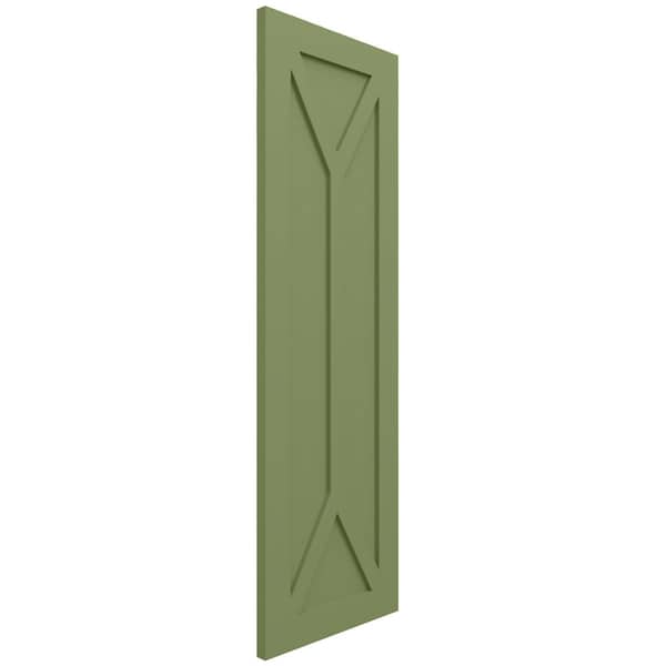 Ekena Millwork True Fit PVC San Carlos Mission Style Fixed Mount Shutters, Moss Green, 12W x 71H, PR - TFP001SC12X071MG