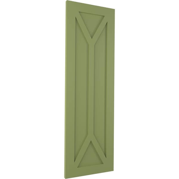Ekena Millwork True Fit PVC San Carlos Mission Style Fixed Mount Shutters, Moss Green, 12W x 71H, PR - TFP001SC12X071MG