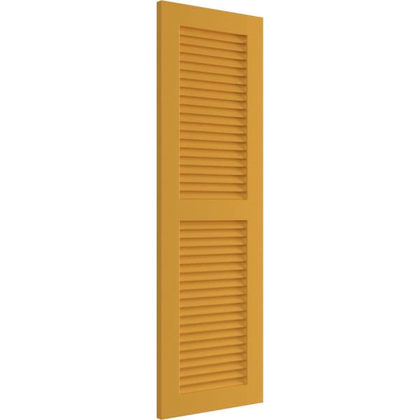 Ekena Millwork True Fit PVC, Two Equal Louver Shutters, Turmeric, 12W x 61H, PR - TFP101LVF12X061TU