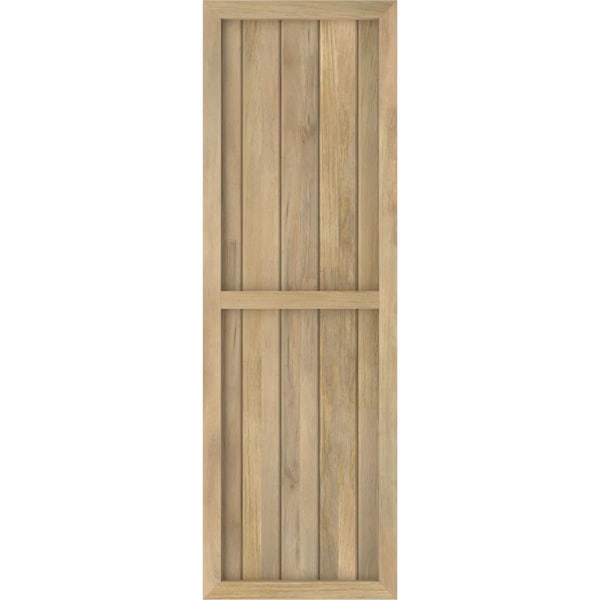 Ekena Millwork Americraft 5-Board Exterior Wood 2 Equal Panel Framed Board-n-Batten Shutters, ARW101BF518X48UNH, PR - ARW101BF518X48UNH