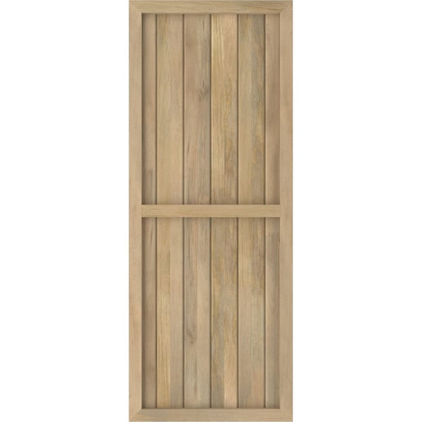 Ekena Millwork Americraft 6-Board Exterior Wood 2 Equal Panel Framed Board-n-Batten Shutters, ARW101BF621X44UNH, PR - ARW101BF621X44UNH