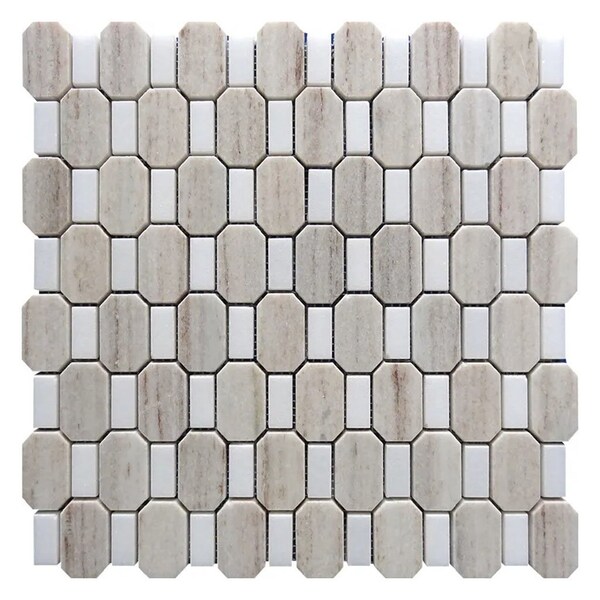 Apollo Tile Mirage 12 x 13 in. Polished Warm Beige Mosaic Geometric Wall and Floor Tile 5.59 sq ft/case, 5PK - APLSAH88OC02A