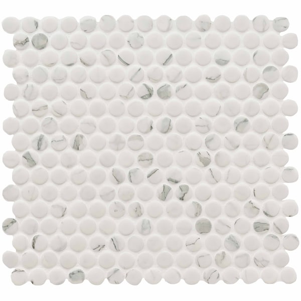 Msi Carrara Pennyround 11.73 In. X 12.2 In. Matte Porcelain Mosaic Floor And Wall Tile, 15PK - ZOR-MD-0405