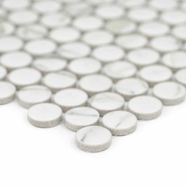 Msi Carrara Pennyround 11.73 In. X 12.2 In. Matte Porcelain Mosaic Floor And Wall Tile, 15PK - ZOR-MD-0405