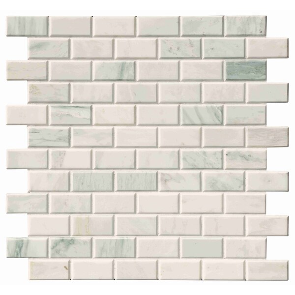 Msi Arabescato And Beveled Honed SAMPLE Marble Mosaic Tile In White - ZOR-MD-0130-SAM