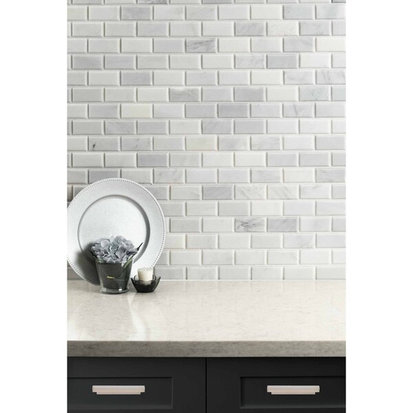 Msi Arabescato And Beveled Honed SAMPLE Marble Mosaic Tile In White - ZOR-MD-0130-SAM