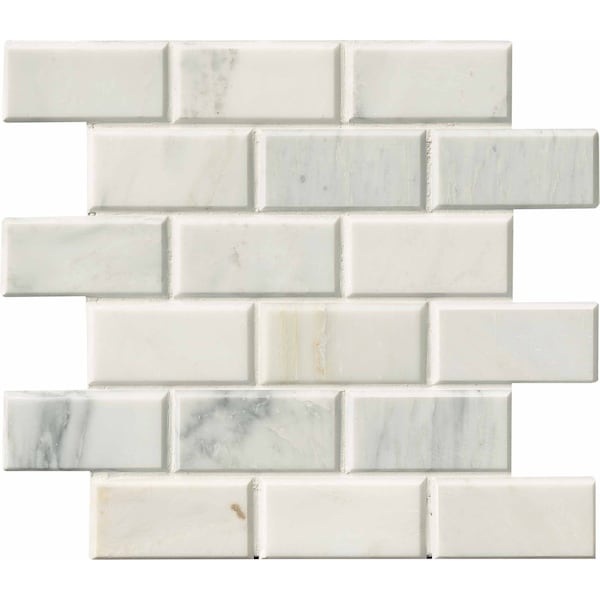 Msi Arabescato And Beveled Honed SAMPLE Marble Mosaic Tile In White - ZOR-MD-0130-SAM