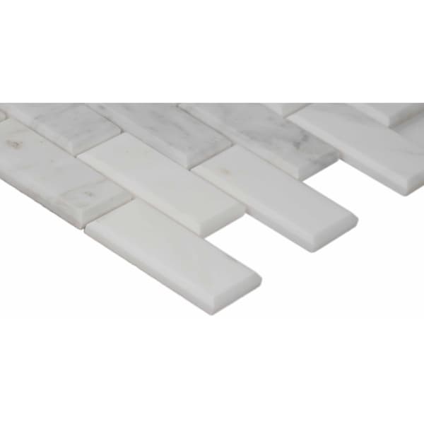 Msi Arabescato And Beveled Honed SAMPLE Marble Mosaic Tile In White - ZOR-MD-0130-SAM
