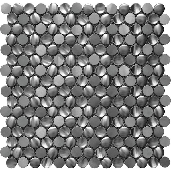 Apollo Tile Anchor Gray 11.7 in x 11.7 in Metal Polished Wall Mosaic Tile 4.75 sqft/case, 5PK - APLMM8825A