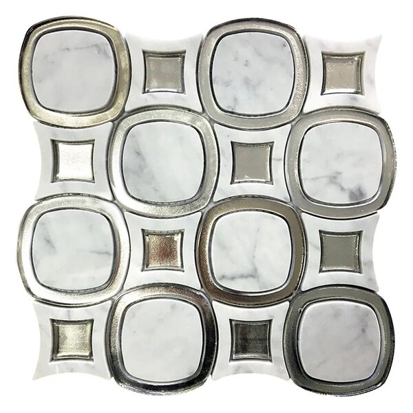 Apollo Tile 11 x 11 in. Polished, Glossy Cloud White, Mosaic Wall and Floor Tile 4.51 sq ft/case, 5PK - APLSHP885A