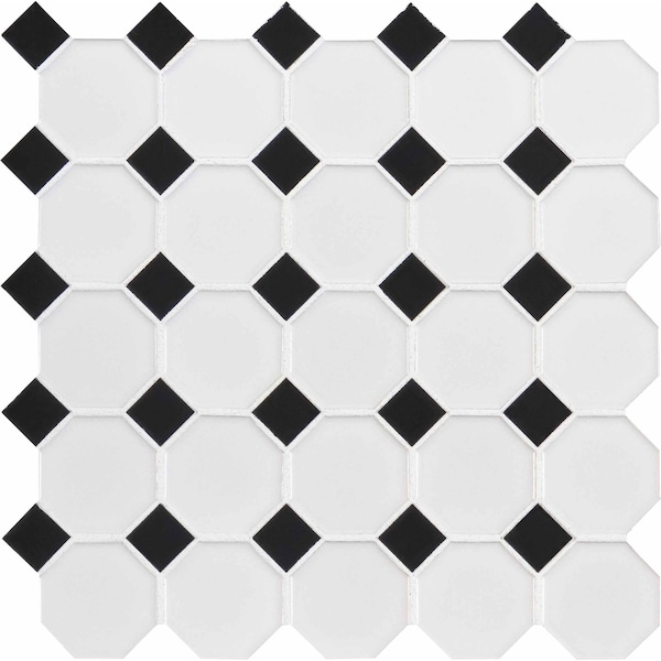 Msi Retro Octa Bianco SAMPLE Glossy Porcelain Mosaic Tile - ZOR-MD-0359-SAM