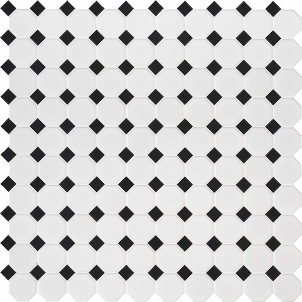 Msi Retro Octa Bianco SAMPLE Glossy Porcelain Mosaic Tile - ZOR-MD-0359-SAM