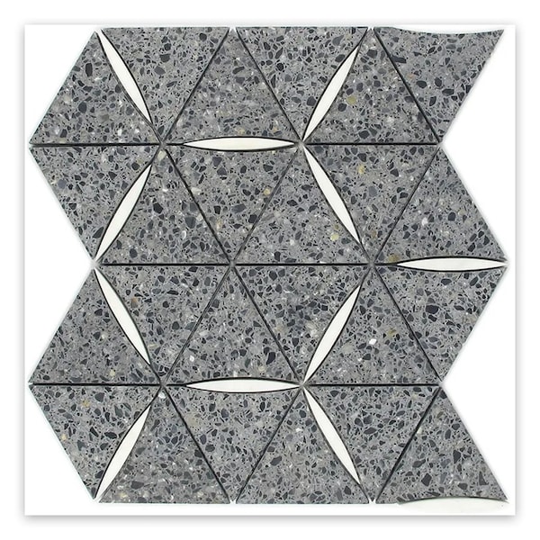Apollo Tile Stellare 11 x 13 in. Honed Charcoal Gray, White Terrazzo Wall and Floor Tile 4.77 sq ft/case, 5PK - APLVNZ8812STA