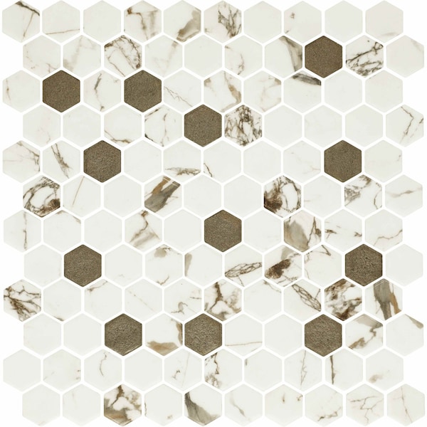 Daltile Uptown Glass 1in Hexagon Mosaic, 16.92 SQFT Per Carton, 18PK - UP291HEXMS1P