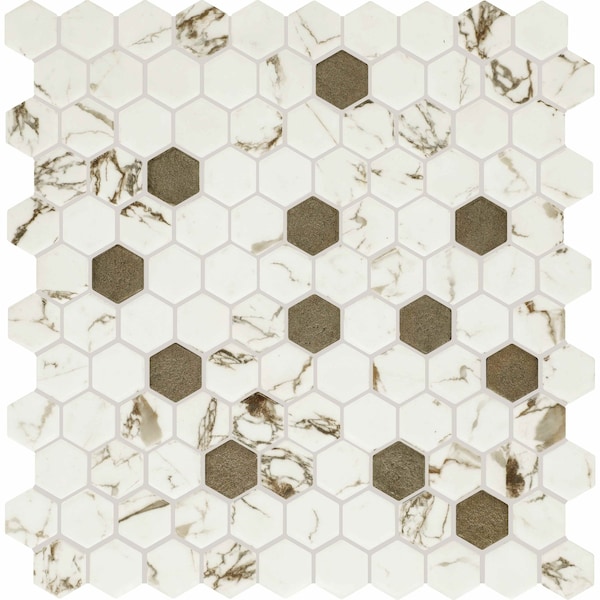 Daltile Uptown Glass 1in Hexagon Mosaic, 16.92 SQFT Per Carton, 18PK - UP291HEXMS1P