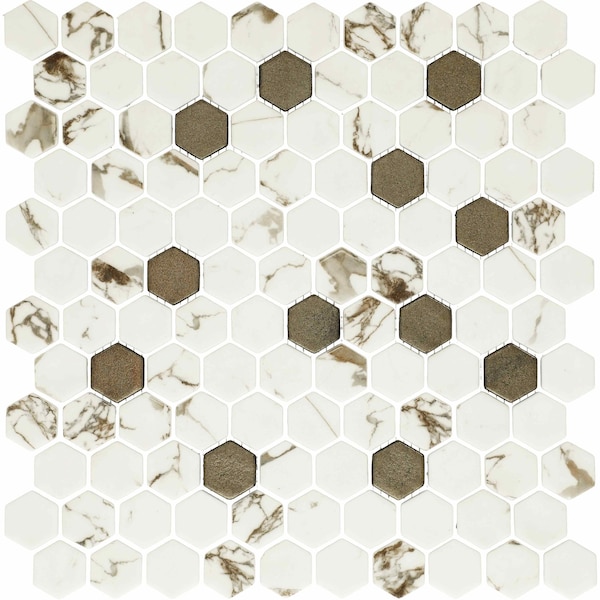 Daltile Uptown Glass 1in Hexagon Mosaic, 16.92 SQFT Per Carton, 18PK - UP291HEXMS1P