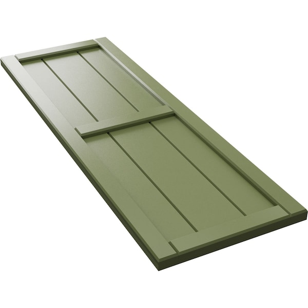Ekena Millwork True Fit PVC, Two Board Framed Board-n-Batten Shutters, Moss Green, 10 3/4W x 103H, PR - TFP101BF11X103MG