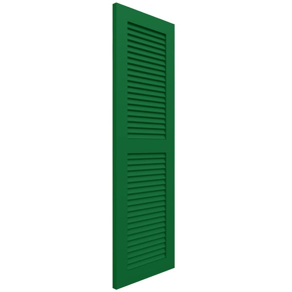 Ekena Millwork True Fit PVC Two Equal Louver Shutters, Viridian Green, 18W x 35H, PR - TFP101LVF18X035HG