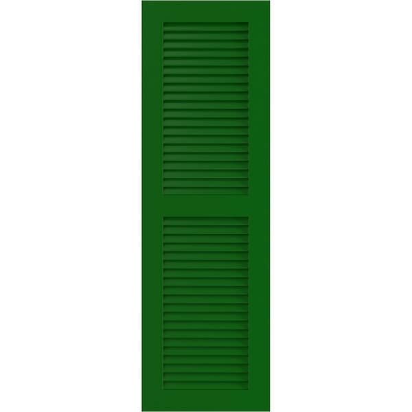 Ekena Millwork True Fit PVC Two Equal Louver Shutters, Viridian Green, 18W x 35H, PR - TFP101LVF18X035HG