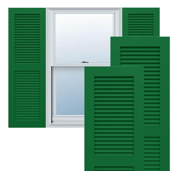 Ekena Millwork True Fit PVC Two Equal Louver Shutters, Viridian Green, 18W x 35H, PR - TFP101LVF18X035HG