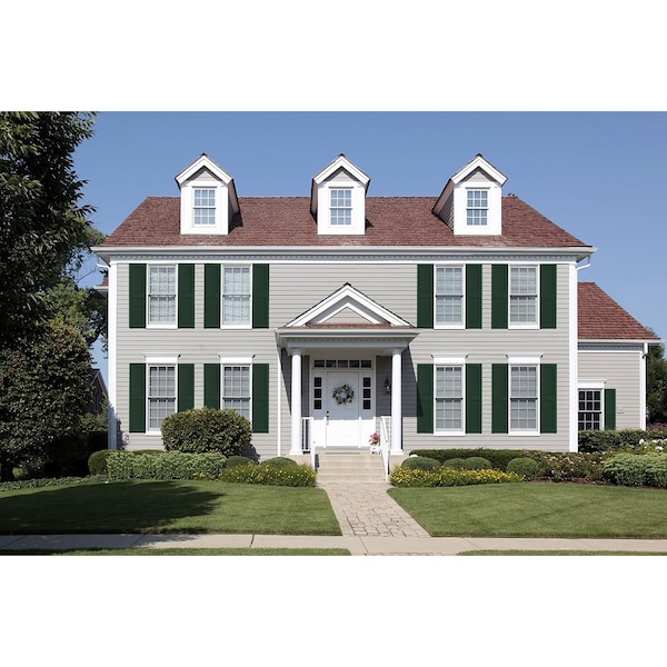Ekena Millwork True Fit PVC Two Equal Louver Shutters, Viridian Green, 18W x 35H, PR - TFP101LVF18X035HG