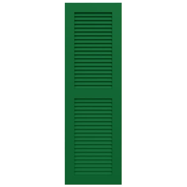Ekena Millwork True Fit PVC Two Equal Louver Shutters, Viridian Green, 18W x 35H, PR - TFP101LVF18X035HG