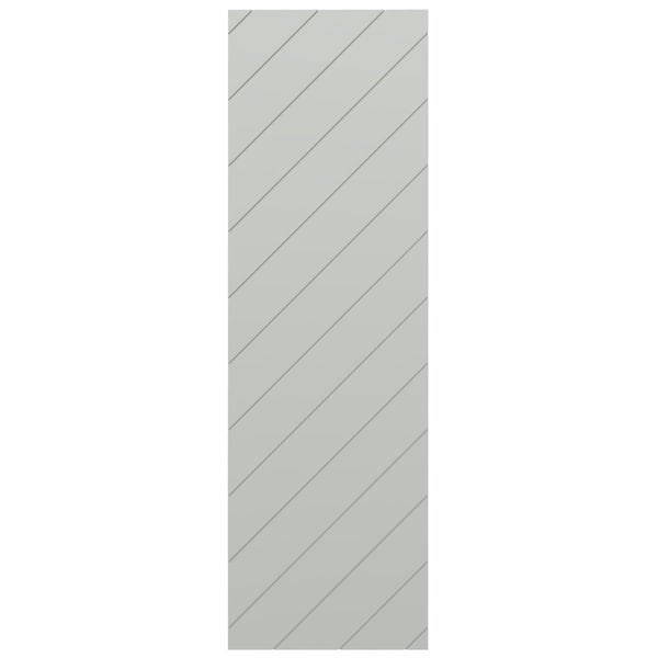 Ekena Millwork 18W x 55H True Fit PVC Diagonal Slat Modern Style Fixed Mount Shutters, Hailstorm Gray, PR - TFP001DG18X055ST