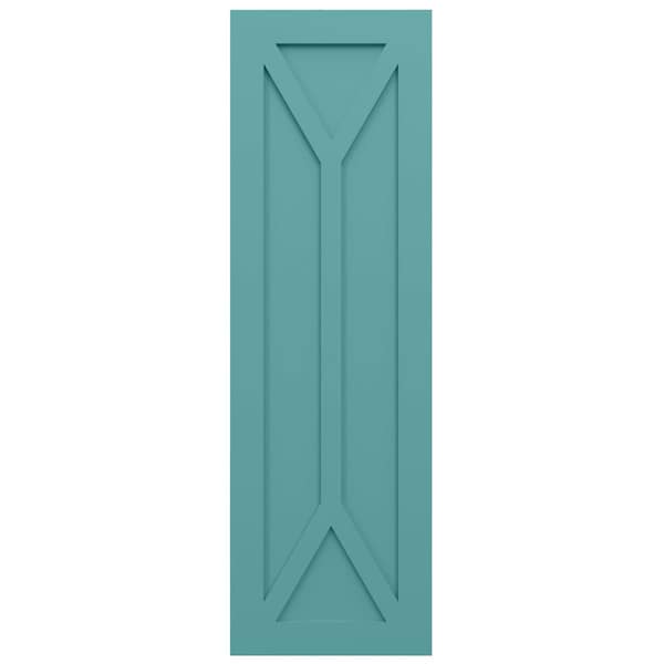 Ekena Millwork True Fit PVC San Carlos Mission Style Fixed Mount Shutters, Pure Turquoise, 18W x 47H, PR - TFP001SC18X047PT