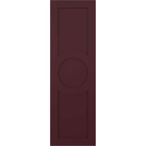 Ekena Millwork True Fit PVC Center Circle Arts & Crafts Fixed Mount Shutters, Wine Red, 18W x 77H, PR - TFP001AC18X077WR
