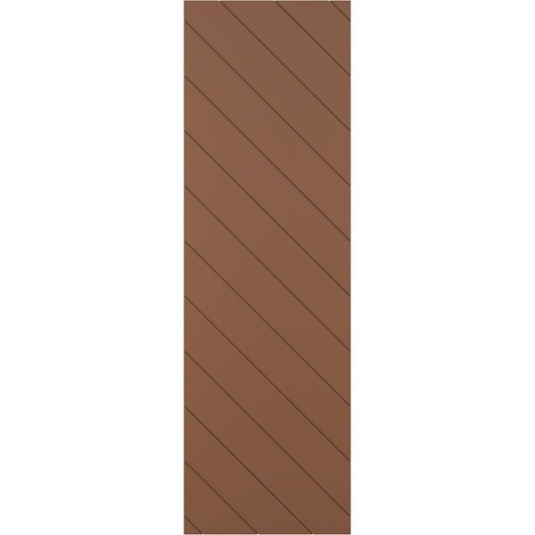 Ekena Millwork 12W x 67H True Fit PVC Diagonal Slat Modern Style Fixed Mount Shutters, Burnt Toffee, PR - TFP001DG12X067BT