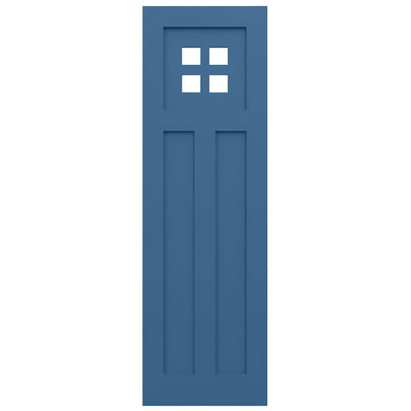Ekena Millwork True Fit PVC San Antonio Mission Style Fixed Mount Shutters, Sojourn Blue, 18W x 65H, PR - TFP001ST18X065HB