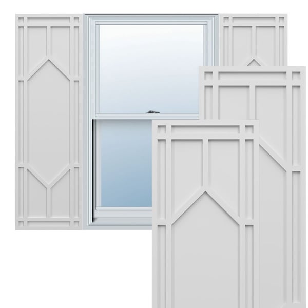 Ekena Millwork True Fit PVC Shaker Fixed Mount Shutters, White, 15W x 58H, PR - TFP001SK15X058WH
