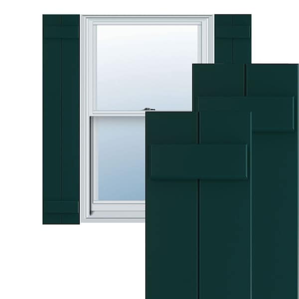 Ekena Millwork True Fit PVC Two Board Joined Board-n-Batten Shutters, Thermal Green, 10 3/4W x 25H, PR - TFP101BBF11X025FG