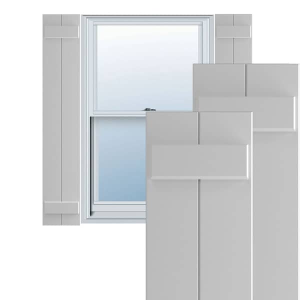 Ekena Millwork True Fit PVC Two Board Joined Board-n-Batten Shutters, Primed, 10 3/4"W x 35"H - TFP101BBF11X035PR