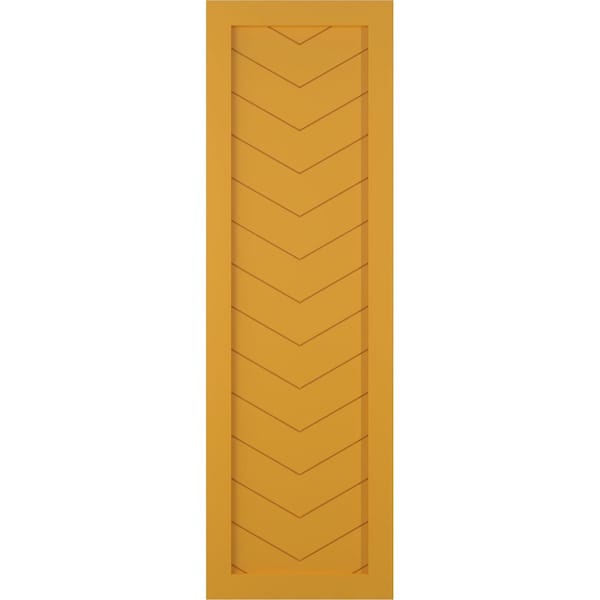 Ekena Millwork True Fit PVC Single Panel Chevron Modern Style Fixed Mount Shutters, Turmeric, 15W x 73H, PR - TFP001CV15X073TU