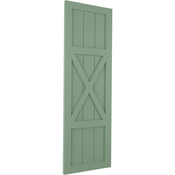 Ekena Millwork True Fit PVC Center X-Board Farmhouse Fixed Mount Shutters, Track Green , 12W x 30H, PR - TFP107FH12X030TG
